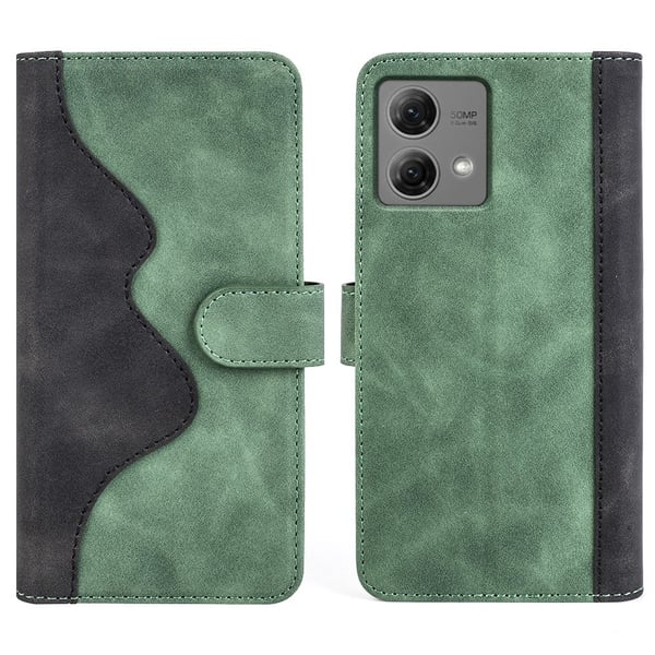 Tofarget lærdeksel for Motorola Moto G84 - Grønn
