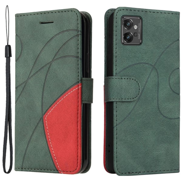 Teksturert læretui med stropp for Motorola Moto G32 - Grønn