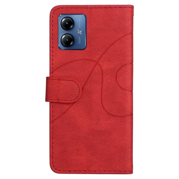 Teksturert læretui med stropp for Motorola Moto G14 - Rød