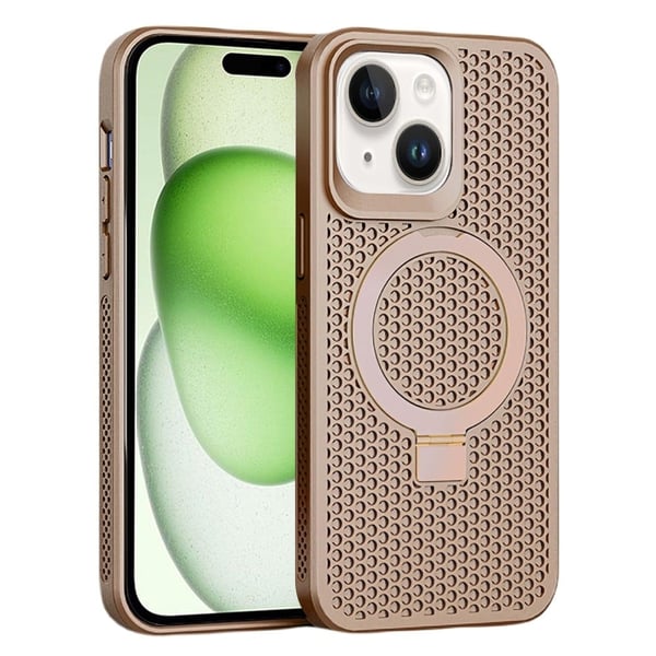 iPhone 15 Magnetisk telefonveske med varmespredning og kickstand - Rosa