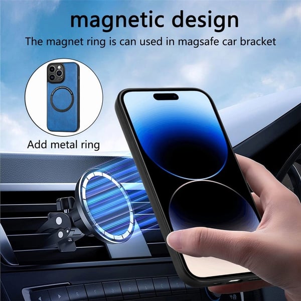 Magnetisk PU-skinnveske til iPhone 15 Pro Max med MagSafe-kompatibilitet - Brun