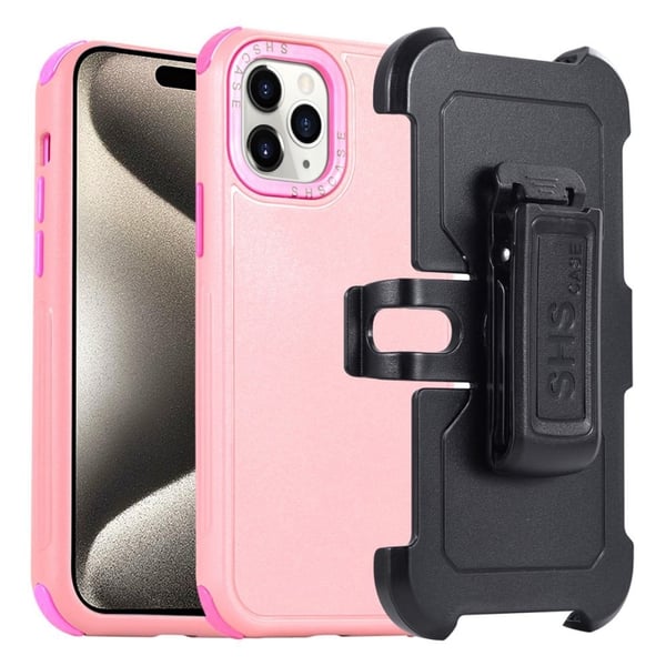 Telefonveske med belteklips for iPhone 15 Pro Max - Rosa + Rose