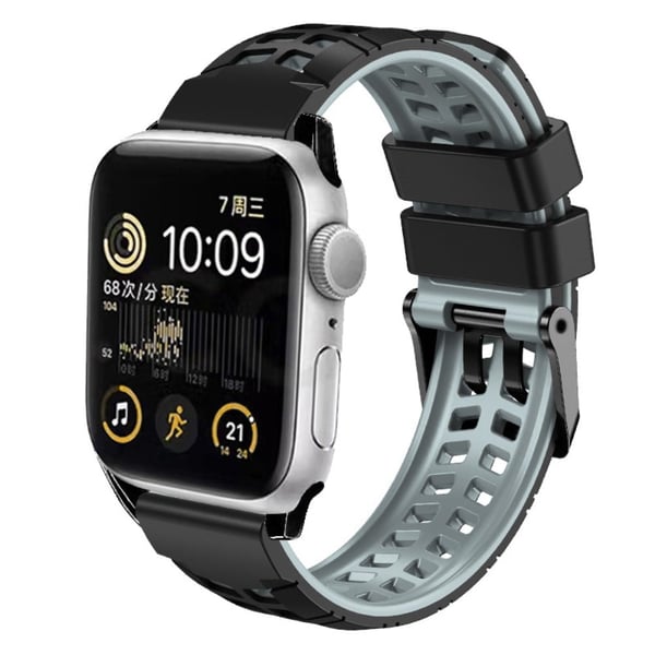 Silikonearmbånd i to farver til Apple Watch - Sort + Grå