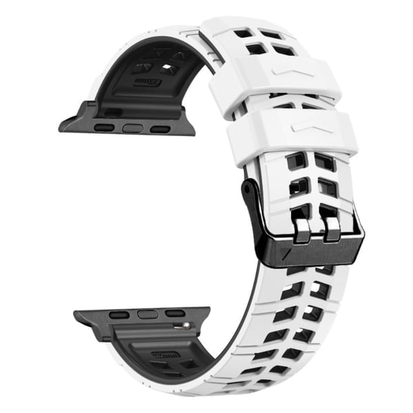 Silikon håndleddsrem i to farger for Apple Watch Series 1-5 42mm-44mm - Hvit + Svart