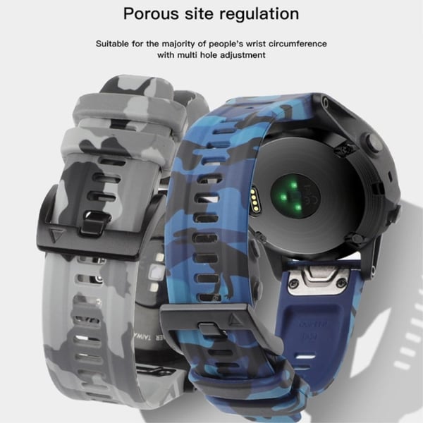 Kamuflasjegrå silikonklokkearmbånd for Garmin Fenix 7X/6X Quick Release Strap