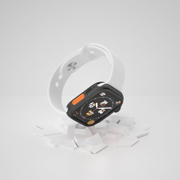 Ultratynt sprutsikkert etui med herdet glass for Apple Watch Series 9/8/7 41mm - Svart