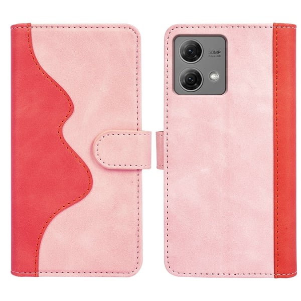Tofarget lærdeksel for Motorola Moto G84 - Rosa