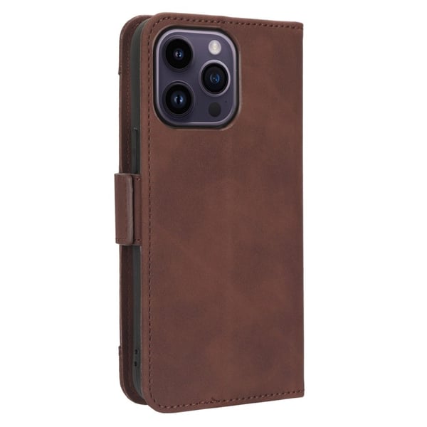 Moderne iPhone 15 Pro Max læderetui med pung - Brun