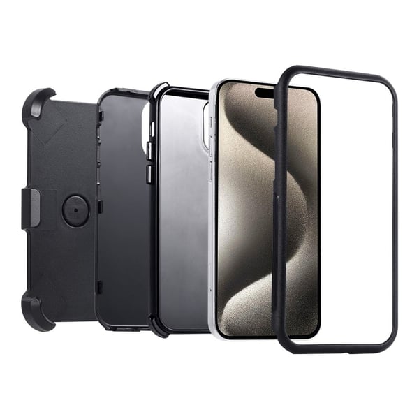 iPhone 15 Plus belteklipsetui med to lag - Rosa + Rose