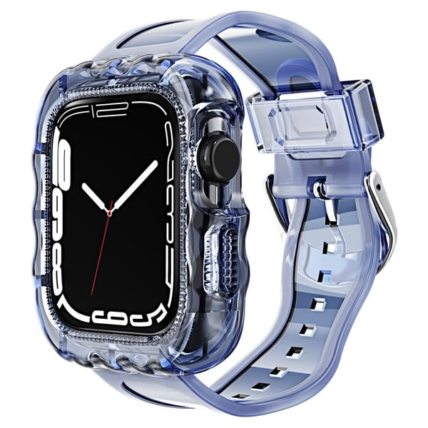 Myke TPU-armbånd med etui - Apple Watch Series 1-9 (42 mm-45 mm) - Gjennomsiktig Blå