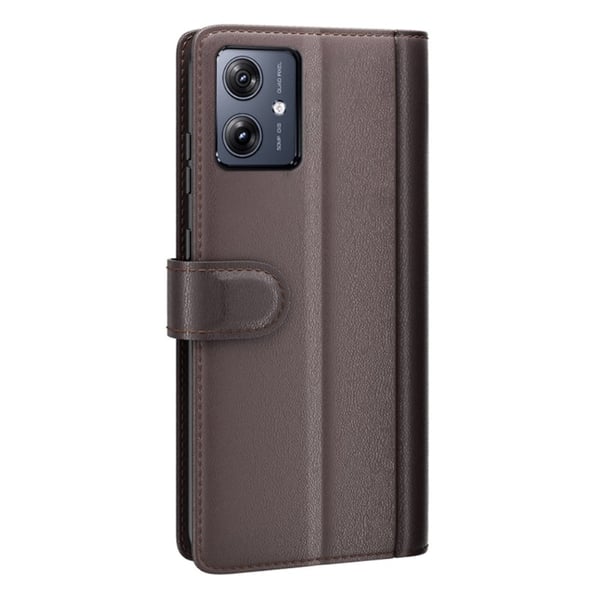 Ekte lærdeksel med kredittkortspor for Motorola Moto G54 - Brun