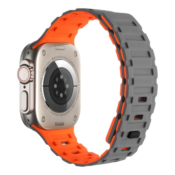 Silikonarmbånd til Apple Watch - Grå + Oransje