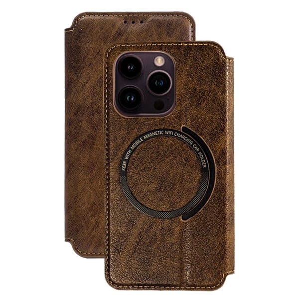 Anti-Drop Wallet Phone Case - Brun For Iphone 15 Pro