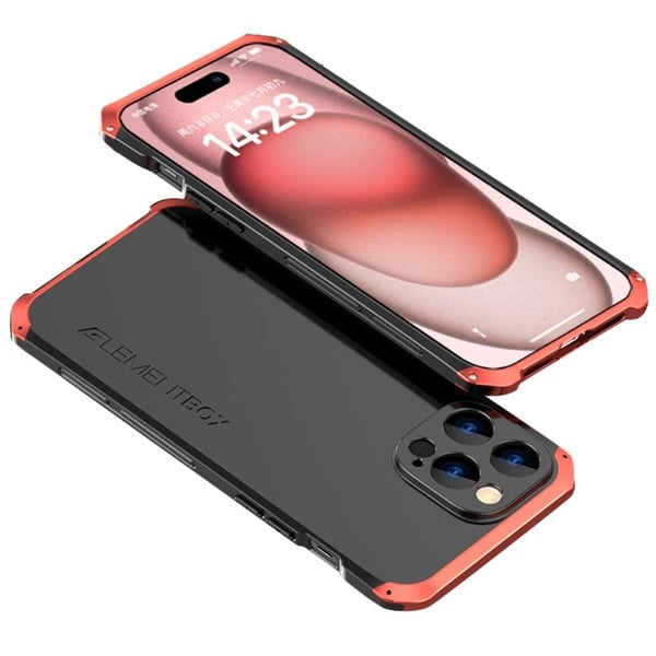 ELEMENT BOX Støtsikkert etui for iPhone 15 Pro Max - Svart / Rød