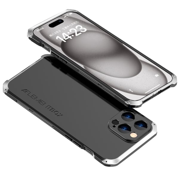 ELEMENT BOX Metallramme Slim Case for iPhone 15 - Svart / Sølv