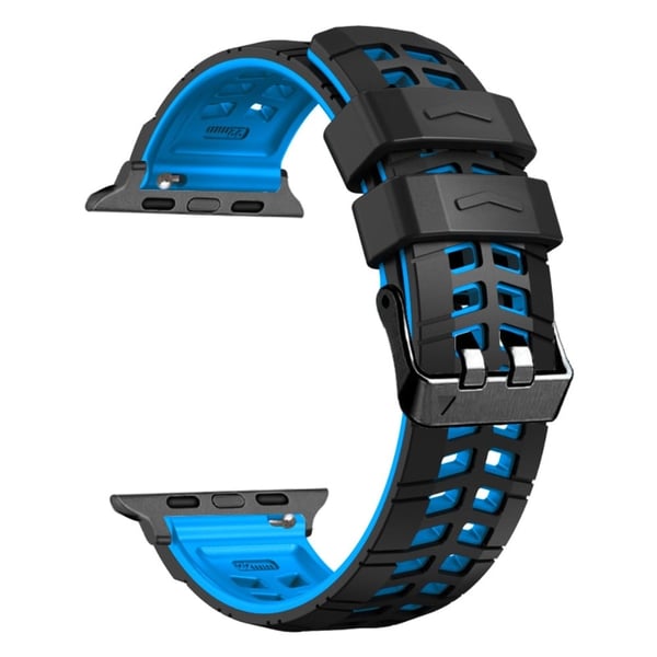 Silikon håndleddsrem i to farger for Apple Watch - Svart + Blå