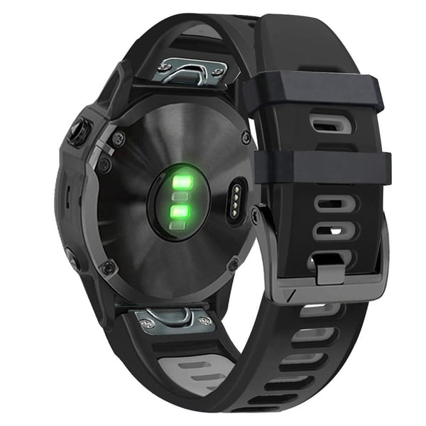 Glatt silikon med to farger Garmin Fenix X-series 26 mm klokkerem - Svart + Grå