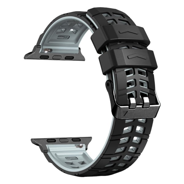 Silikone Dual Color håndledsrem til Apple Watch Series 1-5 42mm-44mm - Sort + Grå Silikone Dual Color håndledsrem til Apple Watch Series 1-5 42mm-44mm - Sort + Grå