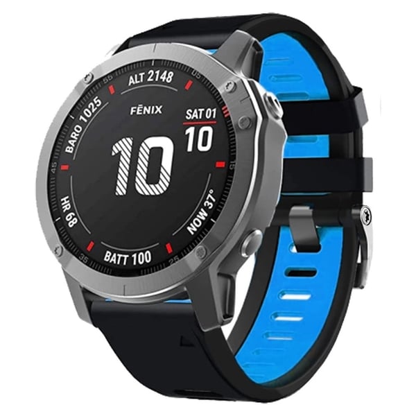 Glat silikone med to farver Garmin Fenix X-series 26 mm urrem - Sort + Midnatsblå