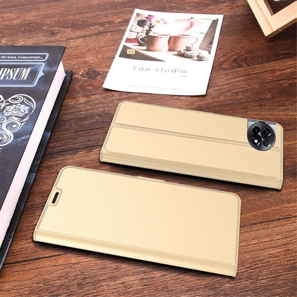 Glatt og tynt premium PU-skinnetui for OnePlus Ace 2 / OnePlus 11R - Gull