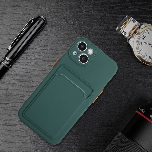 Cover med Kortholder til iPhone 15 - Midnight Green