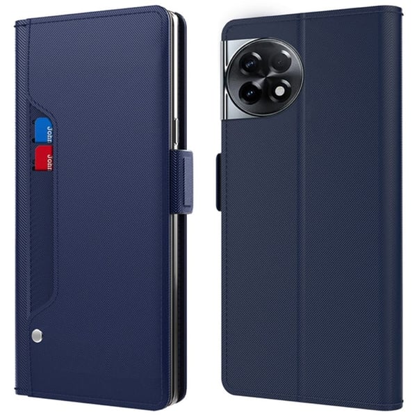 Phone Etui med Make-up Mirror og Slick Design til OnePlus Ace 2 5g / 11R 5g - Blå