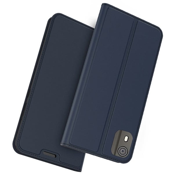 Glatt og tynt premium PU-skinnetui for Nokia C02 - Blå