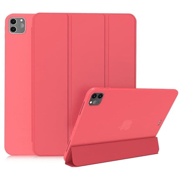 iPad Pro 11 (2022) / (2021) / (2020) Tri-fold Stand Protective Cover Smart Wake / Sleep Flexible Leather Tablet Case - Rød