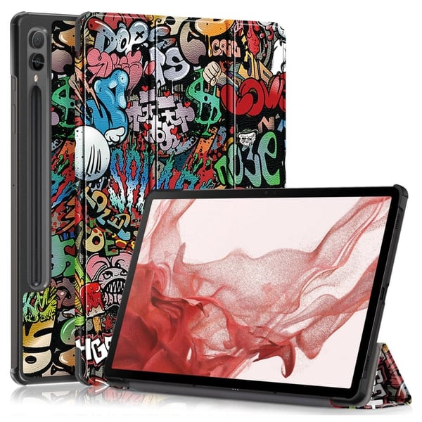 Samsung Galaxy Tab S9 Plus Tri-fold stativveske - Grafitti Samsung Galaxy Tab S9 Plus Tri-fold stativveske - Grafitti