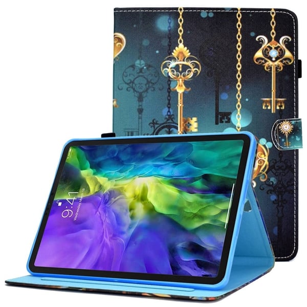 iPad Pro 11 (2018) / (2020) / (2021) / (2022) / Air (2020) / (2022) Vegansk læderstativ Folio Beskyttende Cover Kortspor Mønsterudskrivning Stitching iPad Pro 11 (2018) / (2020) / (2021) / (2022) / Air (2020) / (2022) Vegansk læderstativ Folio Beskyttende Cover Kortspor Mønsterudskrivning Stitching