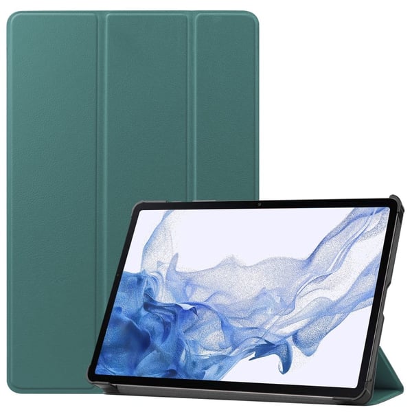 Samsung Galaxy Tab S9 Tri-fold Stand Folio Case Svart lærdeksel til nettbrett med automatisk vekke-/sovefunksjon
