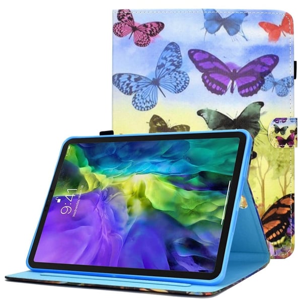 iPad Pro 11 (2018-2022) / Air (2020-2022) skinndeksel med stativ og kortspor - Fargerike Sommerfugler