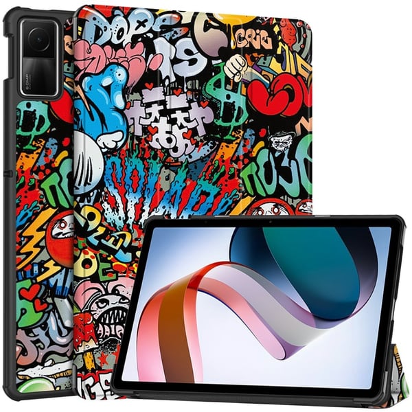 Xiaomi Redmi Pad SE Lærveske til nettbrett med trefoldig stativ - Graffiti