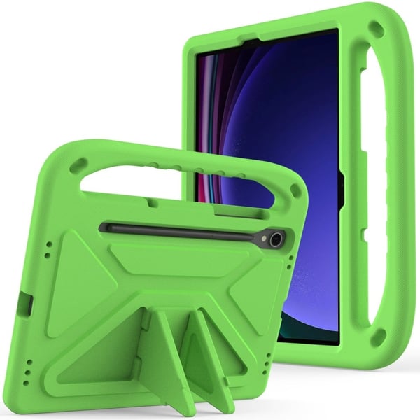 Green Tablet Cover with Kickstand and Hand Grip for Samsung Galaxy Tab S9 FE