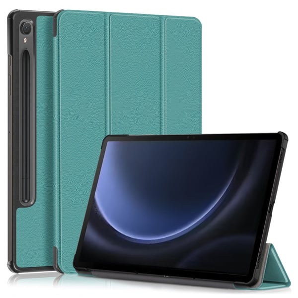 Trefoldig stativdeksel i svart lær for nettbrett til Samsung Galaxy Tab S9 FE SM-X510 SM-X516