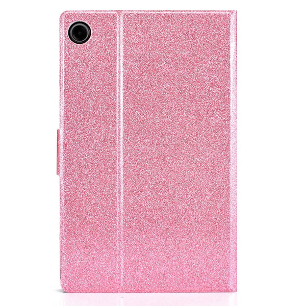 Samsung Galaxy Tab A9 Plus Glitter Læder Etui - Beskyttelsescover Med Kortlommer I Pink