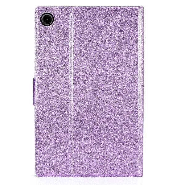 Samsung Galaxy Tab A9 Plus Glitter Leather Case - Beskyttelsesdeksel Med Kortholdere I Lilla