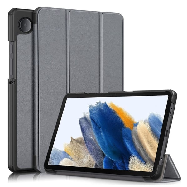 Sort, tredobbelt læderstativ til Samsung Galaxy Tab A9