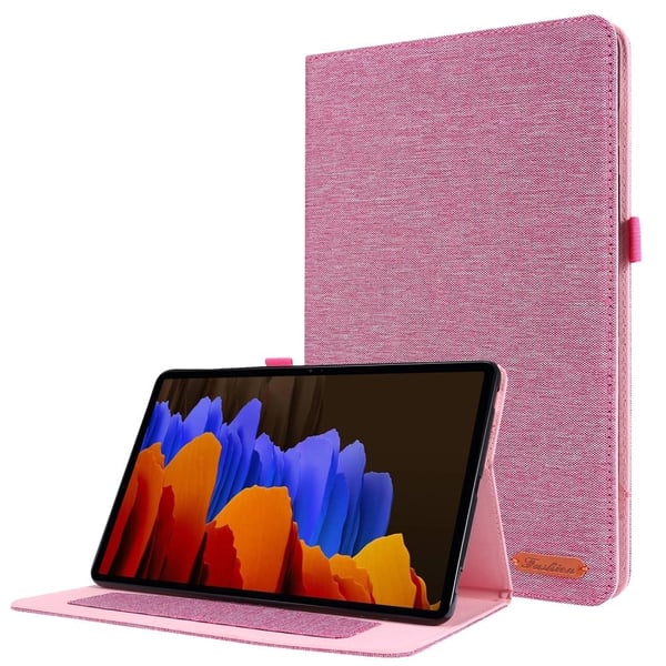 Svart Samsung Galaxy Tab S9 Ultra-etui med tøystruktur og kortholder