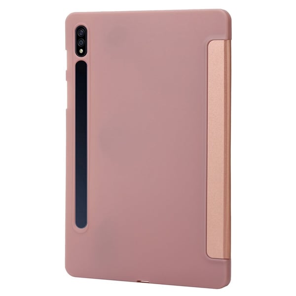 Samsung Galaxy Tab S9 Plus-etui i Rosa - Lær Og Trefoldig Stativ I Silikon