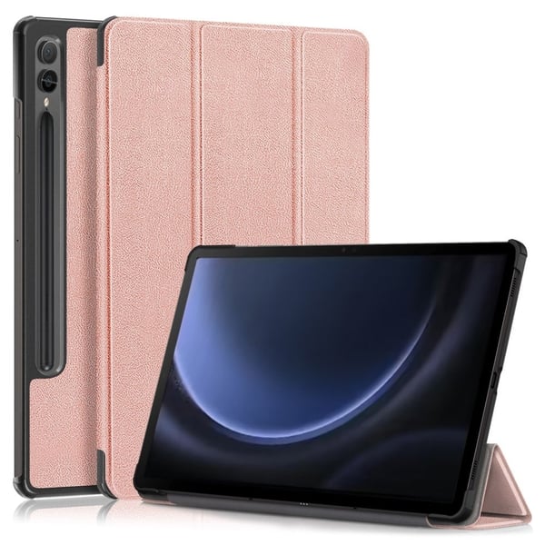 Samsung Galaxy Tab S9 FE Plus SM-x610 / SM-616-etui - Nettbrettdeksel I Rosagull Med Trefoldig Stativ