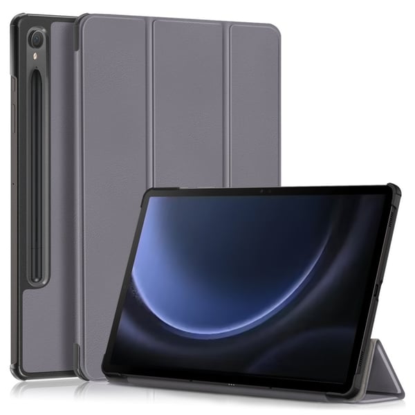 Trefoldig stativdeksel i svart lær for nettbrett til Samsung Galaxy Tab S9 FE SM-X510 SM-X516