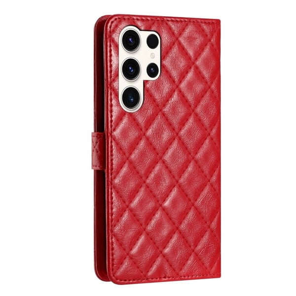 Funksjonelt rombe lommebokdeksel for Samsung Galaxy S24 Ultra - Rød
