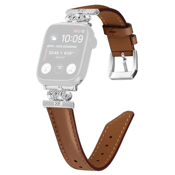 Sølvfarget spennearmbånd Apple Watch Universal 49mm/45mm/42mm Rhinestone Armbåndsrem - Brun