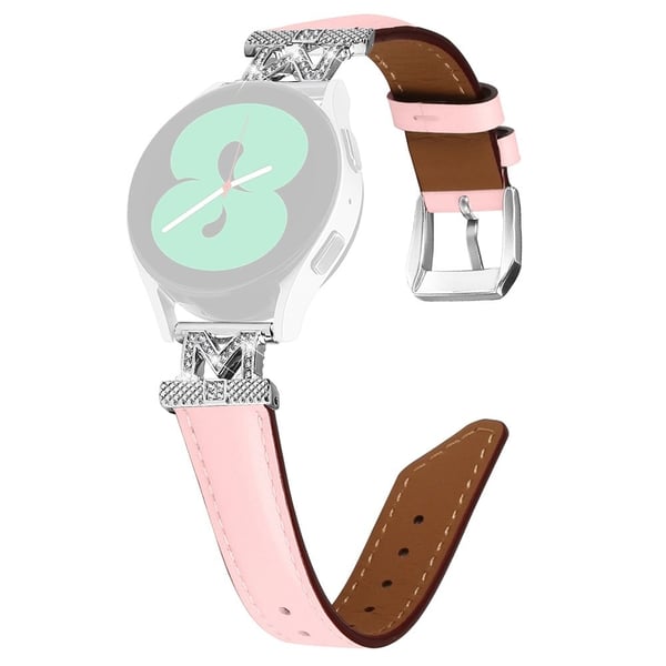 Klokkerem Samsung Galaxy Watch Universal Rhinestone M-formet design 20 mm slank rem med sølvspenne - Rosa