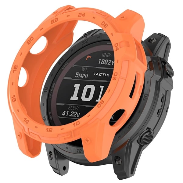 Garmin Tactix 7 AMOLED fleksibelt støtfangerdeksel Beskyttende klokkedeksel Ramme med urskiveplate - Oransje