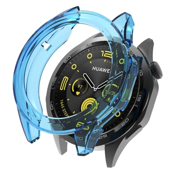 Huawei Watch GT 4 46 mm beskyttende ramme med fleksibel, uthult anti-fall-klokkeveske - Gjennomsiktig Blå