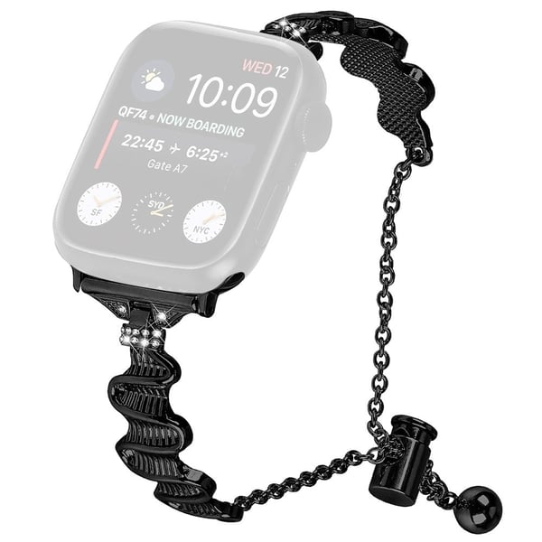 Apple Watch Serie 9 / 8 / 7 41mm / 6 / 5 / 4 / SE / SE (2022) / SE (2023) 40mm / 3 / 2 / 1 38mm Alloy Strap Bracelet Watchband - Svart