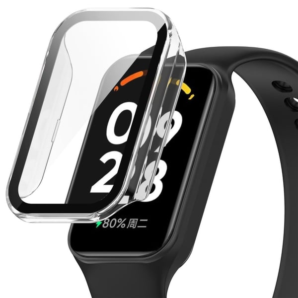 Xiaomi Smart Band 8 Active / Redmi Smart Band 2 Klokkeveske Støtbestandig ramme med skjermfilm i herdet glass - Gjennomsiktig