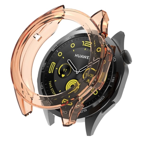 Huawei Watch GT 4 46 mm beskyttende ramme med fleksibel, uthult anti-fall-klokkeveske - Gjennomsiktig Oransje